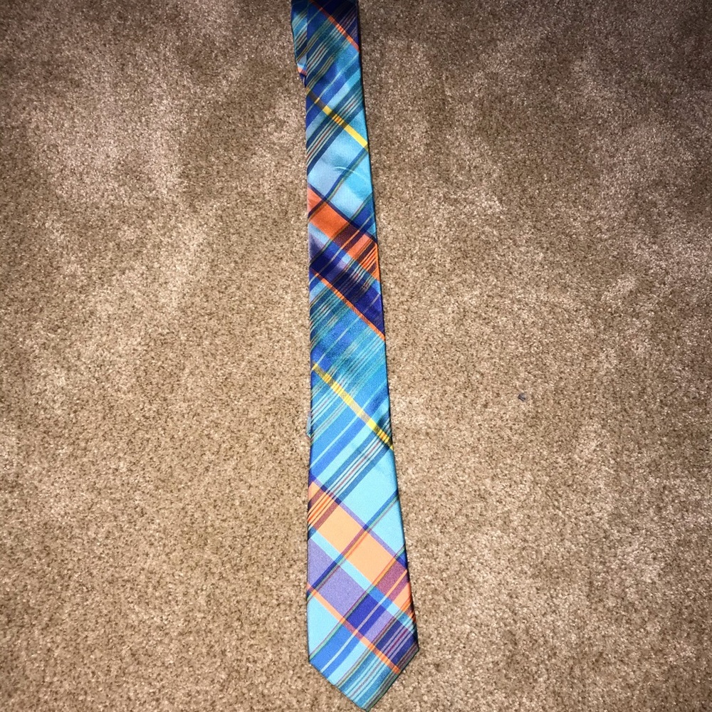 CHAPS plad orange/blue tie
